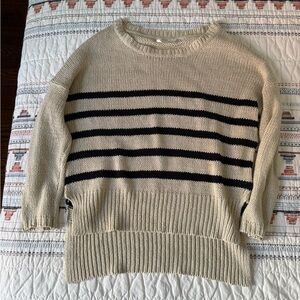 Beige and Black Striped Sweater